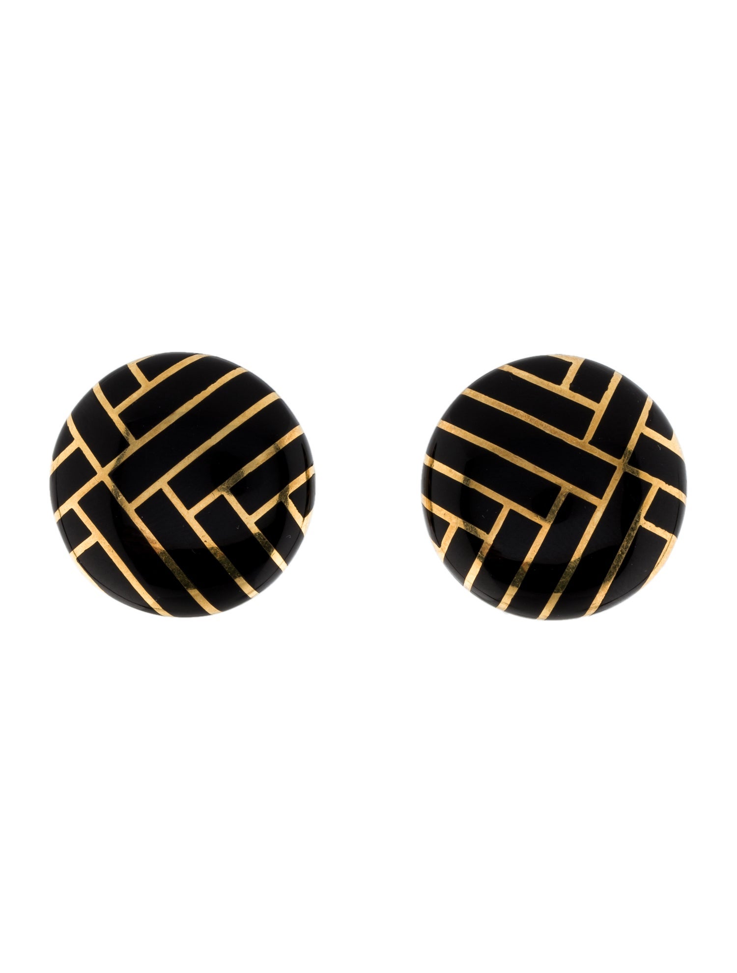 Angela Cummings Vintage 18K Onyx Inlay Clip-On Earrings