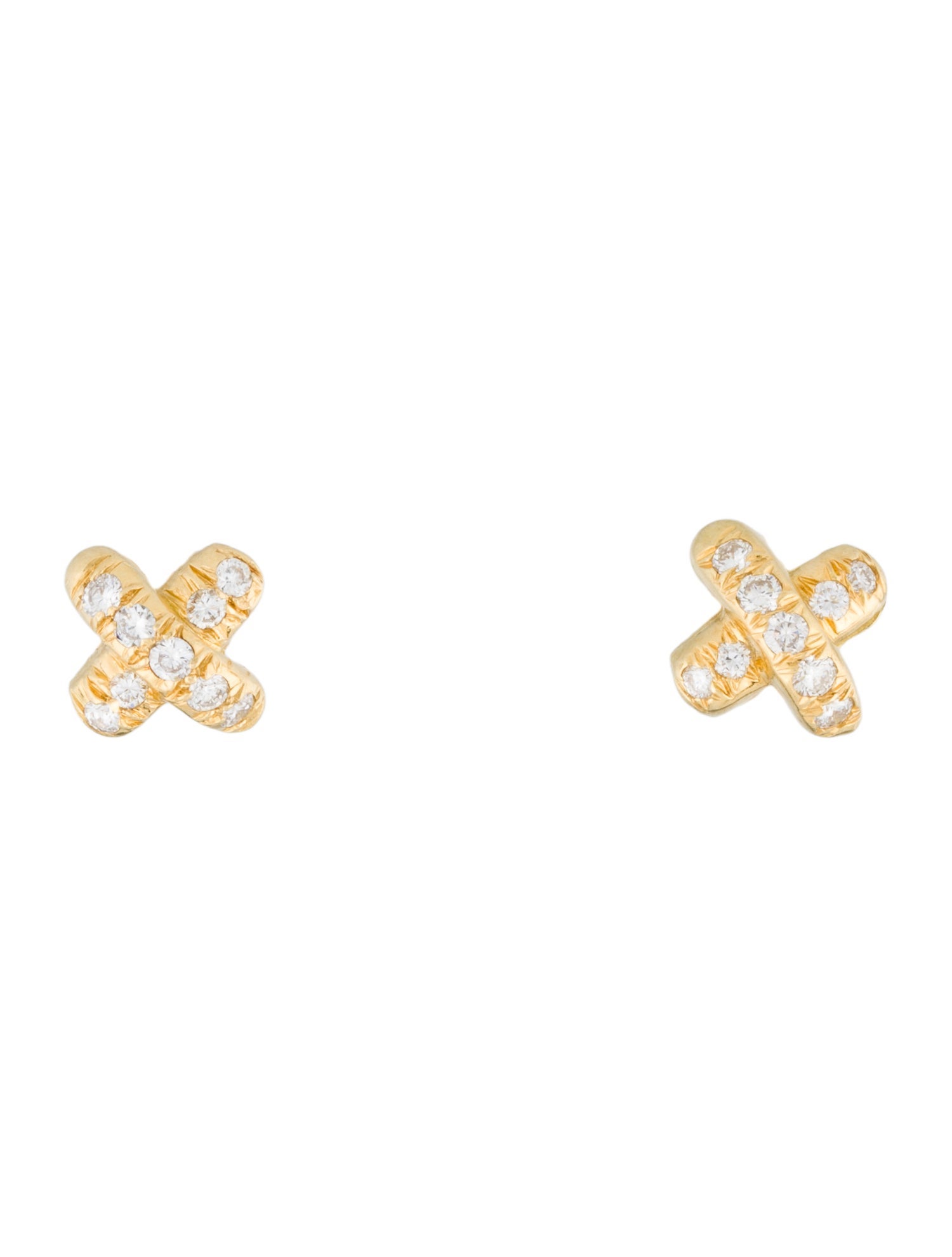 Angela Cummings Vintage 18K Diamond X Stud Earrings