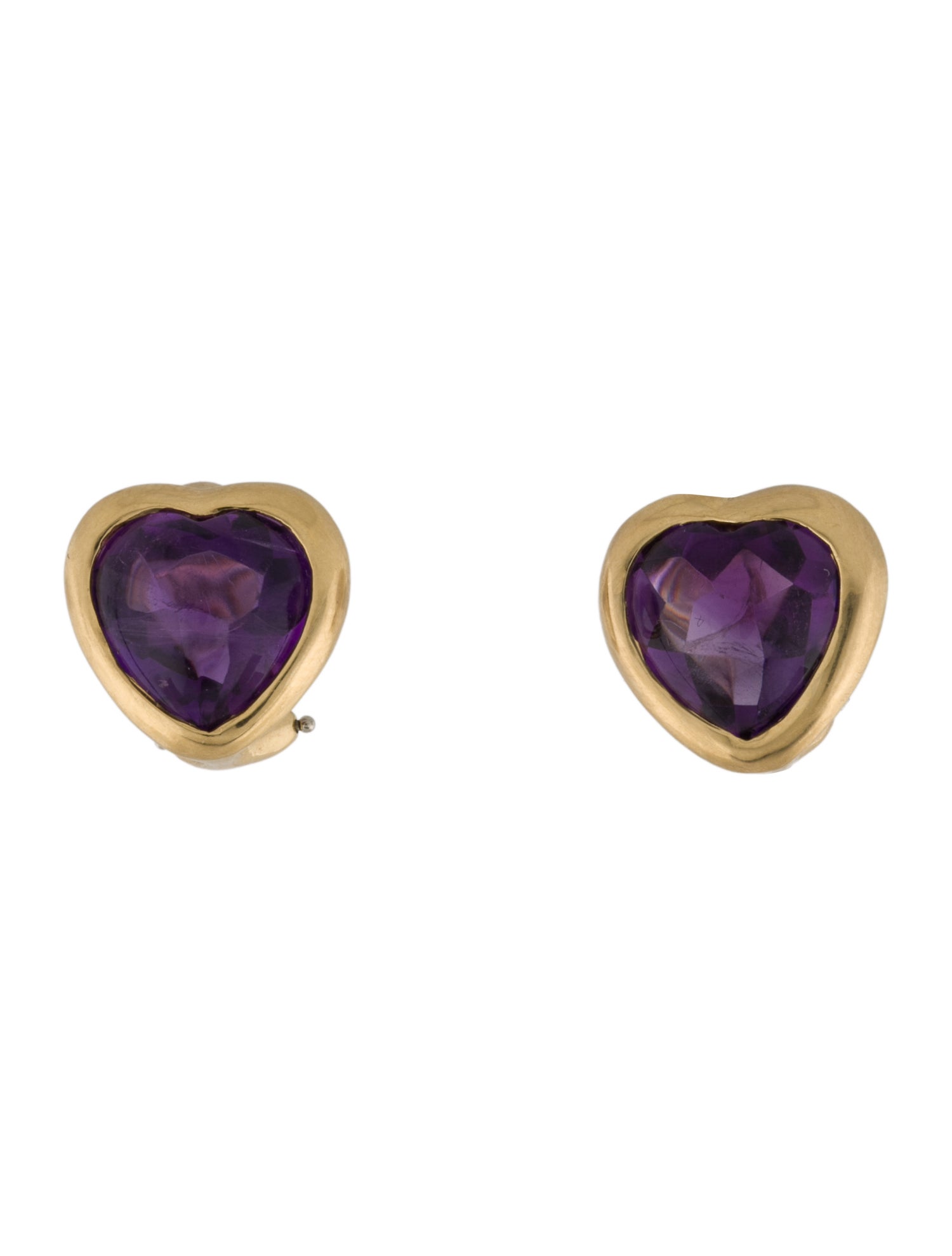 Angela Cummings Vintage 18K Amethyst Heart Clip-On Earrings