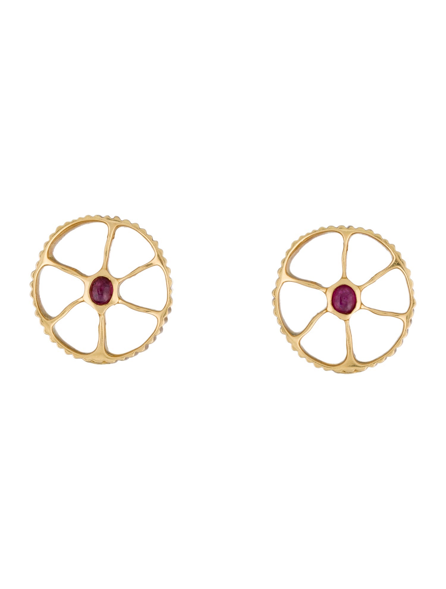 Angela Cummings Vintage 18K 1.00ctw Ruby Wheel Earclip Earrings