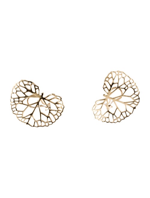 Angela Cummings 18K Lily Pad Leaf Open Scroll Earclips