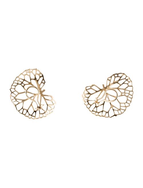 Angela Cummings 18K Lily Pad Leaf Open Scroll Earclips