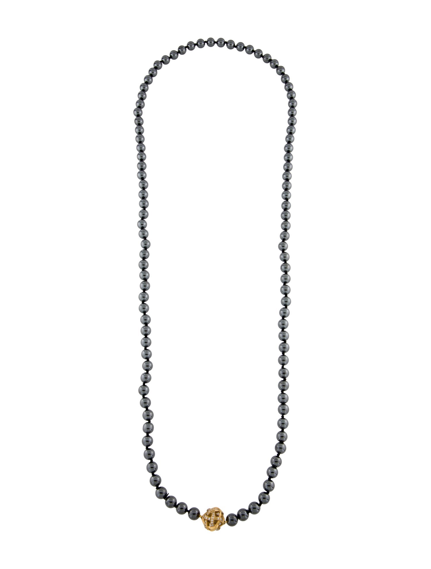 Angela Cummings 18K Hematite & Diamond Bead Strand Necklace