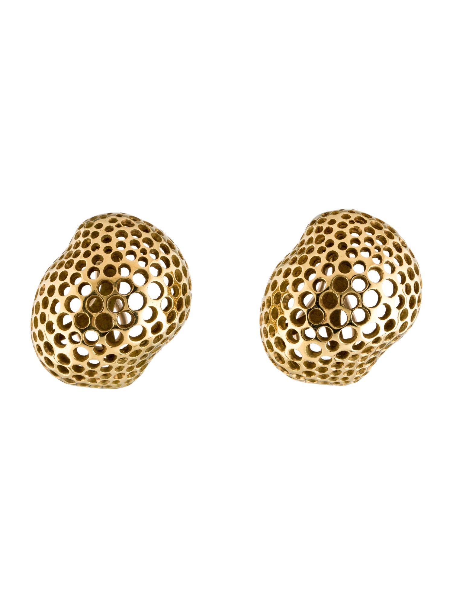 Angela Cummings 18K Vintage Perforation Free Form Clip-On Earrings