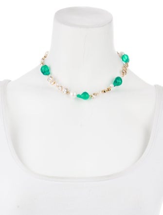 Completedworks Pearl, Resin & Cubic Zirconia Collar Necklace