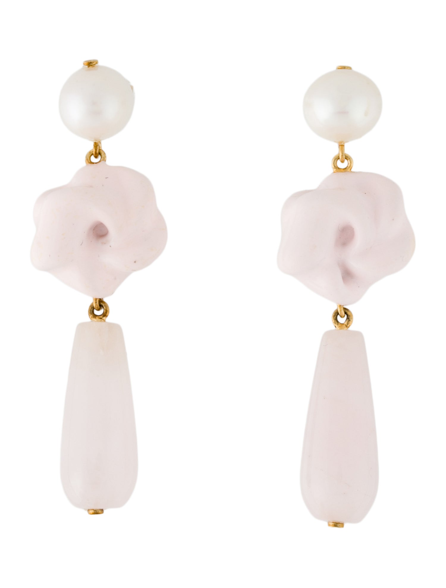 Completedworks Pearl, Rose Quartz, & Resin Drop Earrings