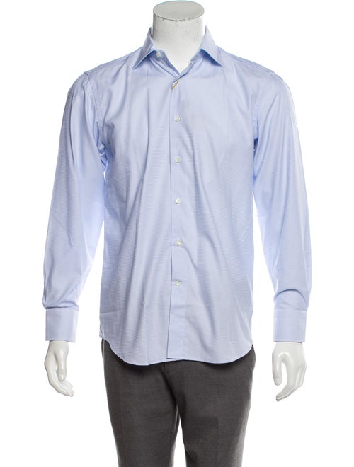 Canali Woven Button-Up Shirt blue