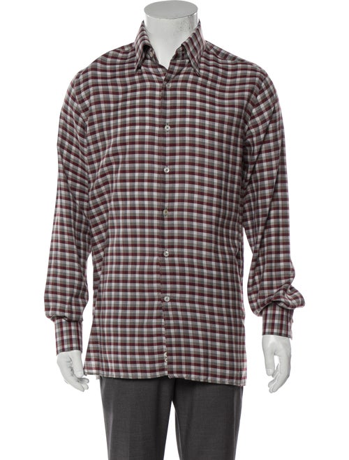 Canali Plaid Woven Shirt red