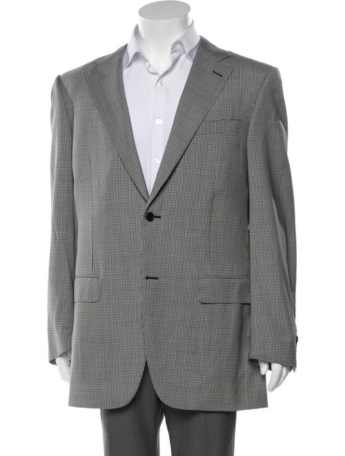 Canali Wool Plaid Pattern Blazer grey