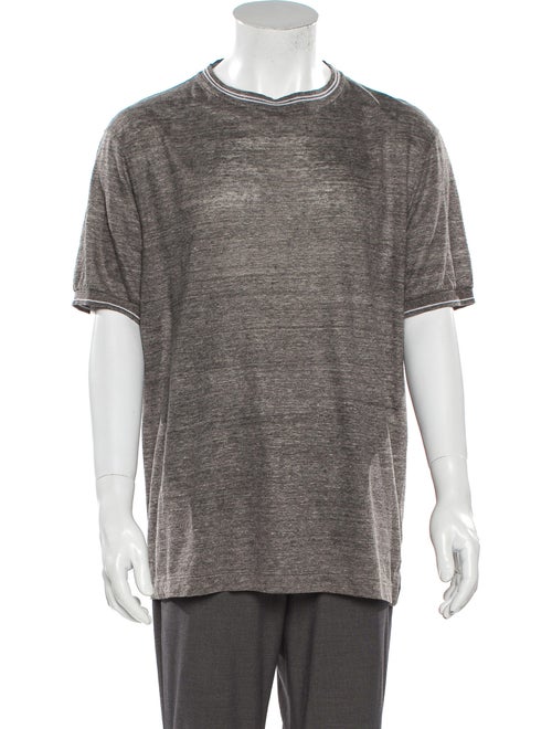 Canali Linen Crew Neck T-Shirt Grey