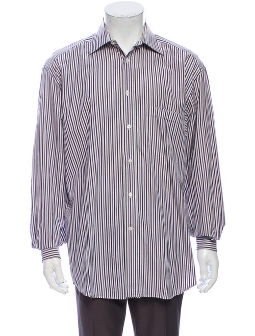 Canali Striped Long Sleeve Dress Shirt Purple