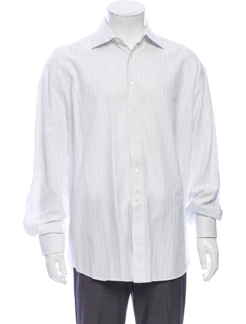 Canali Striped Long Sleeve Dress Shirt White