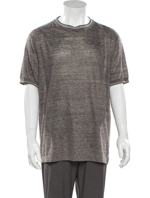 Canali Linen Crew Neck T-Shirt Grey