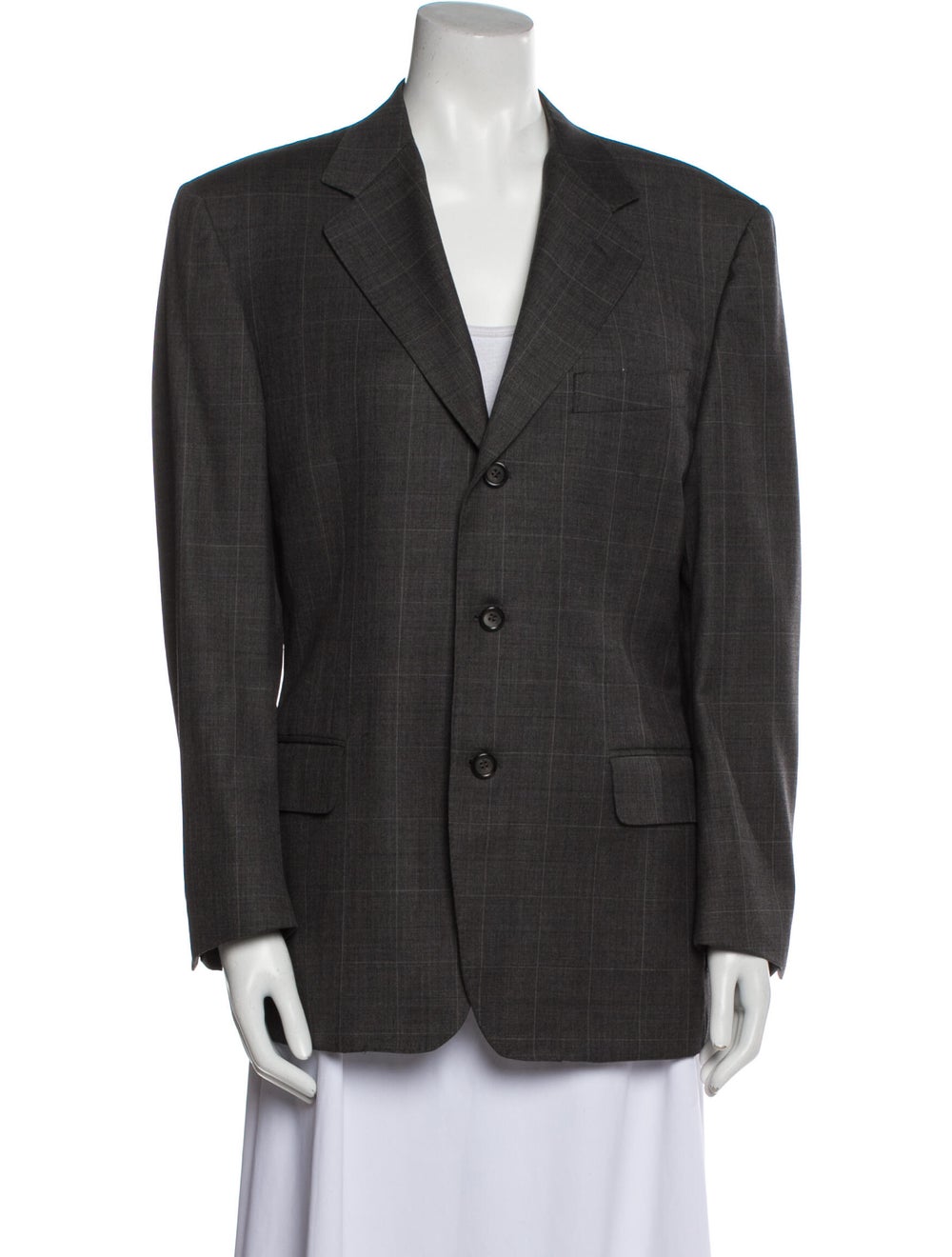 Canali Plaid Print Blazer - image 1