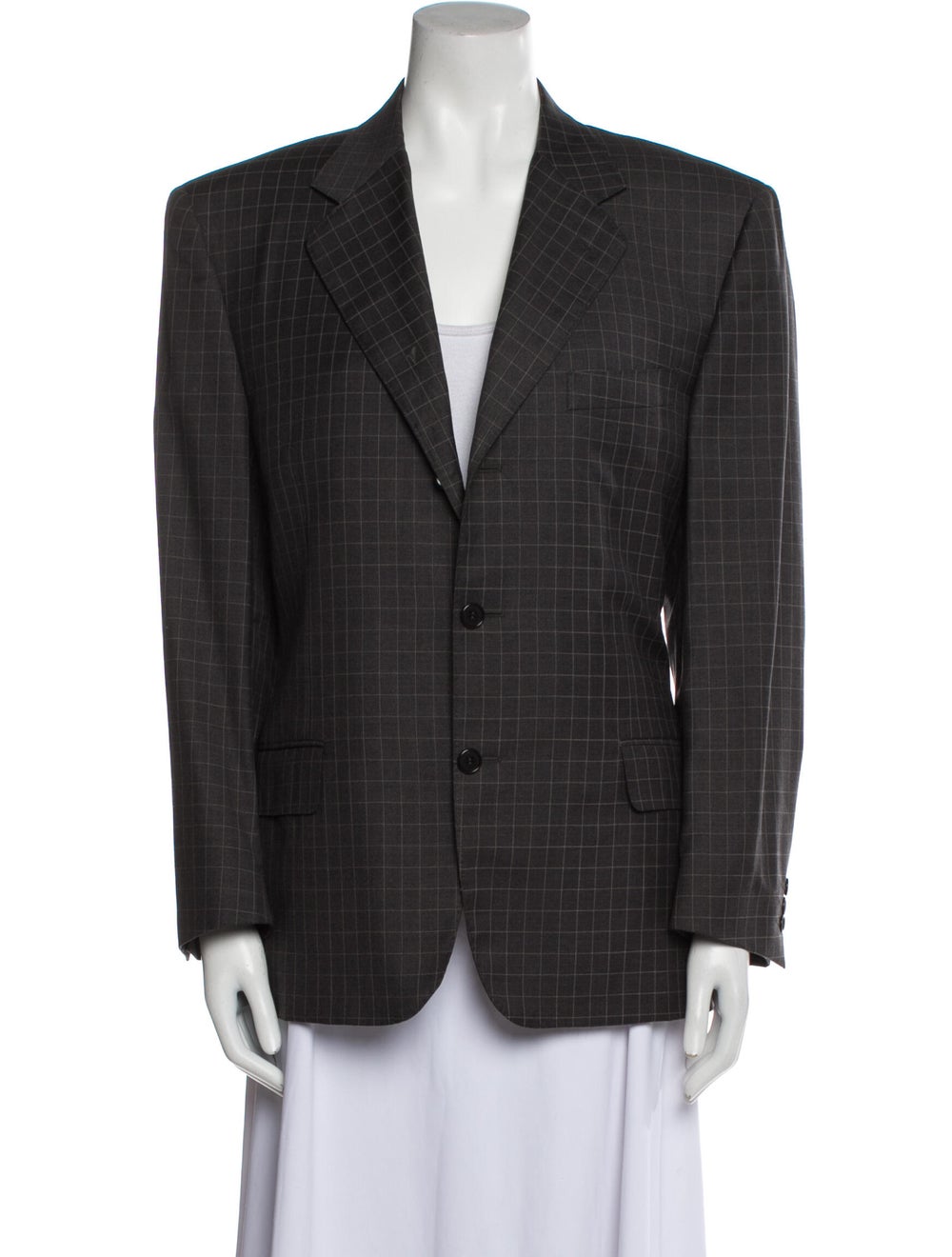 Canali Plaid Print Blazer - image 1