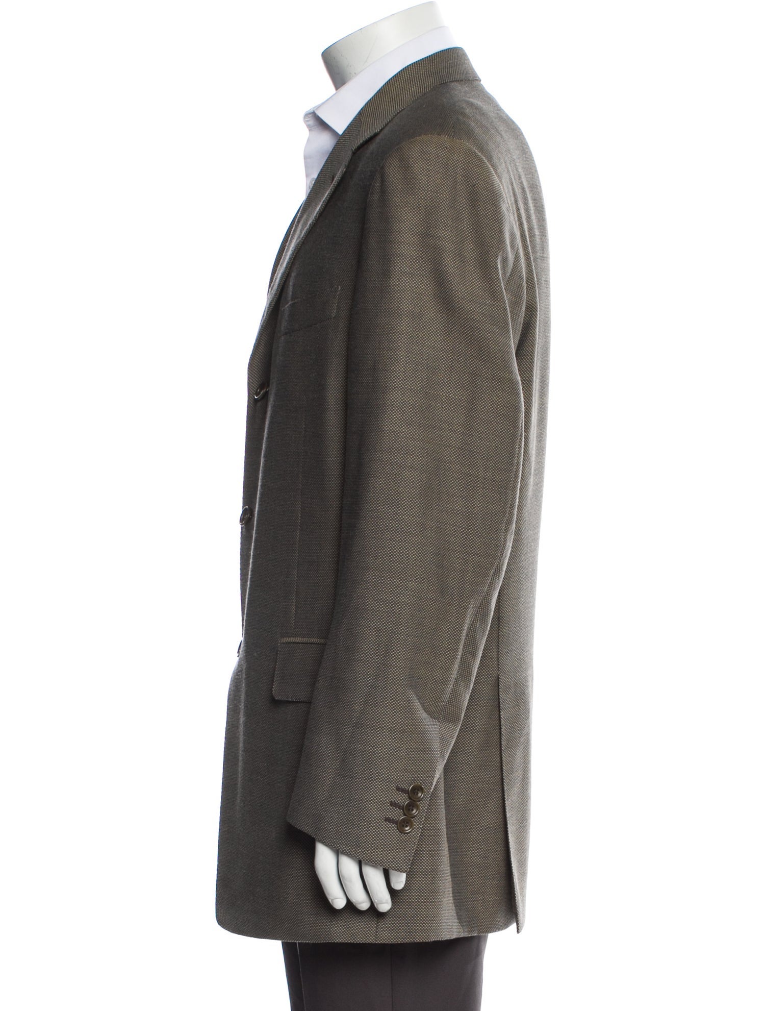 John Varvatos Tweed Pattern Peacoat w/ Tags Grey Outerwear, Clothing