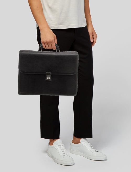 Canali Solid Leather Briefcase