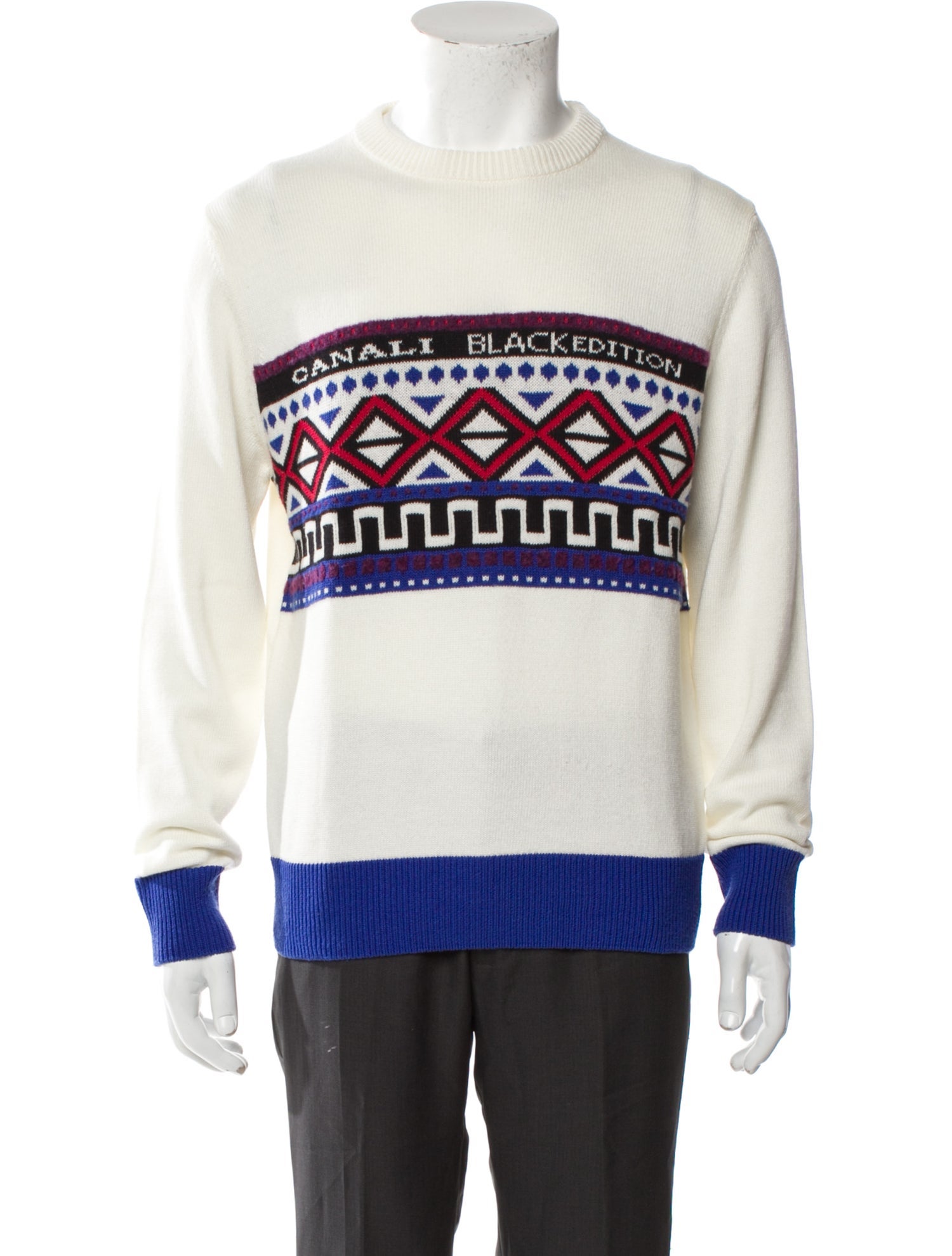 Canali Graphic Print Crew Neck Pullover