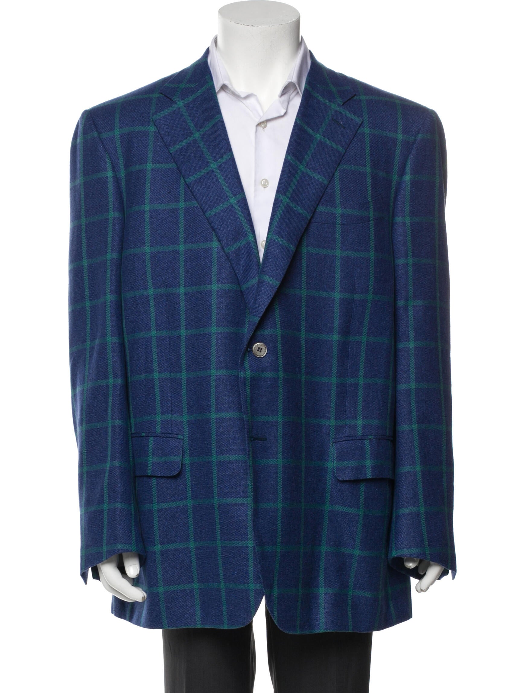 Canali Wool Plaid Print Blazer