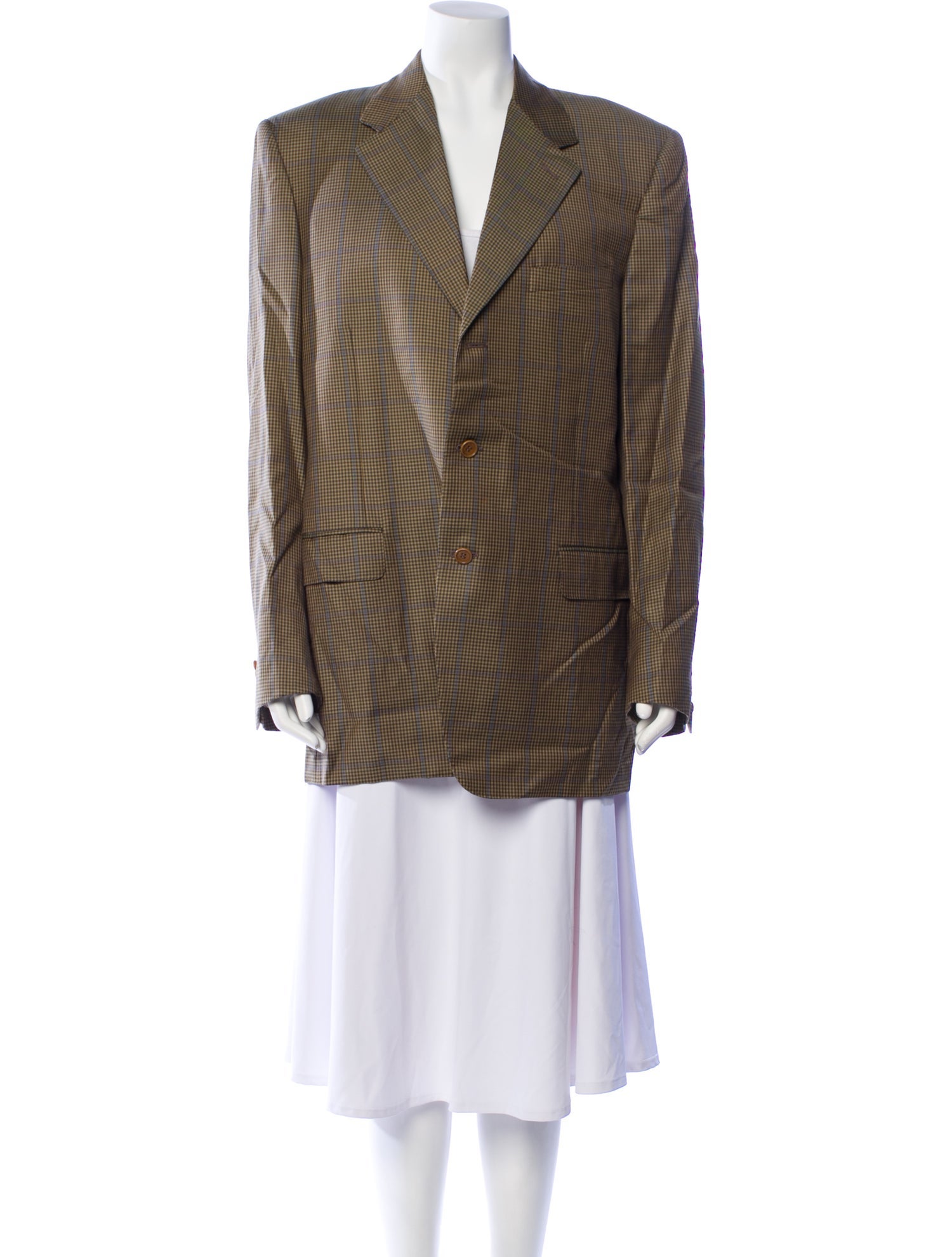 Canali Wool Plaid Print Blazer