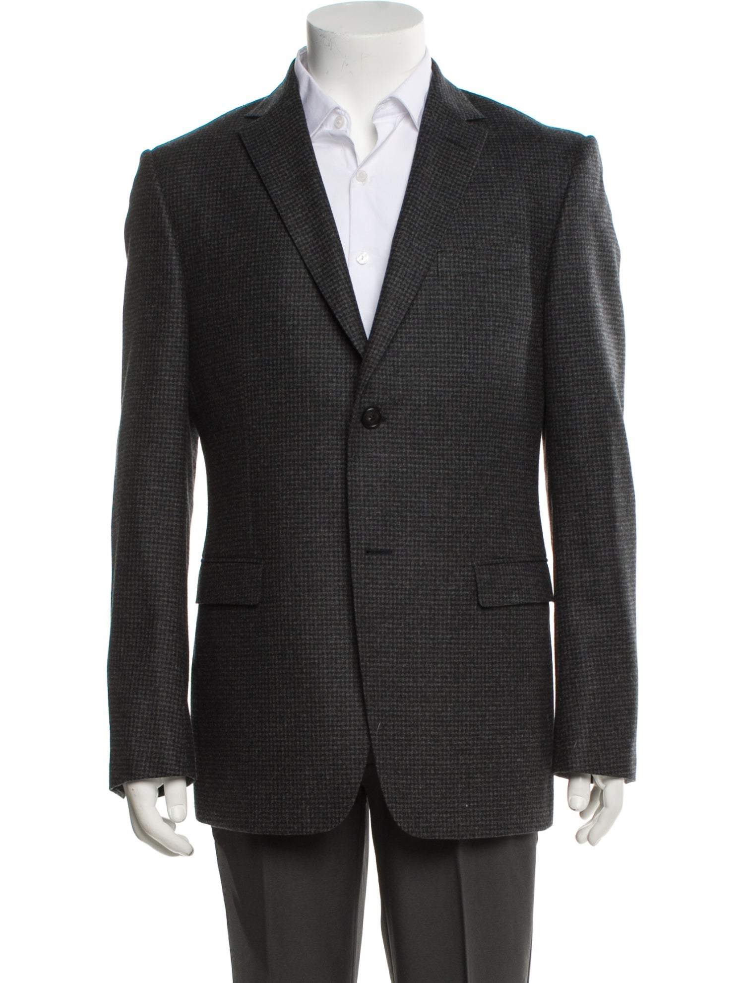 Canali Wool Plaid Print Coat