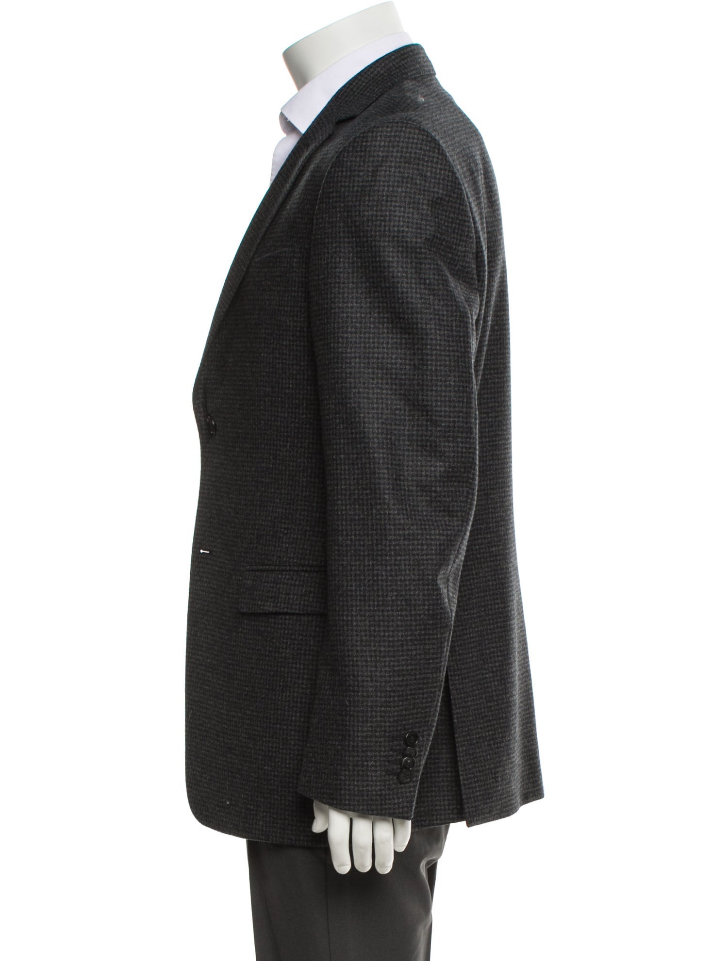 Canali Wool Plaid Print Coat