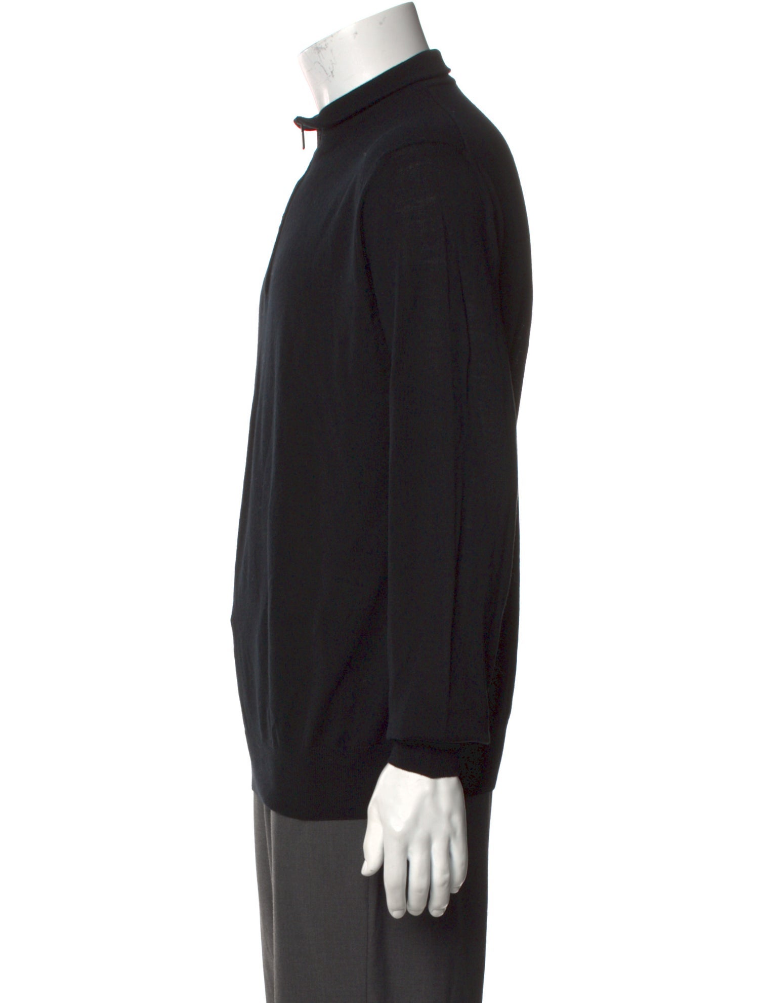 Canali Wool Mock Neck Polo Sweater