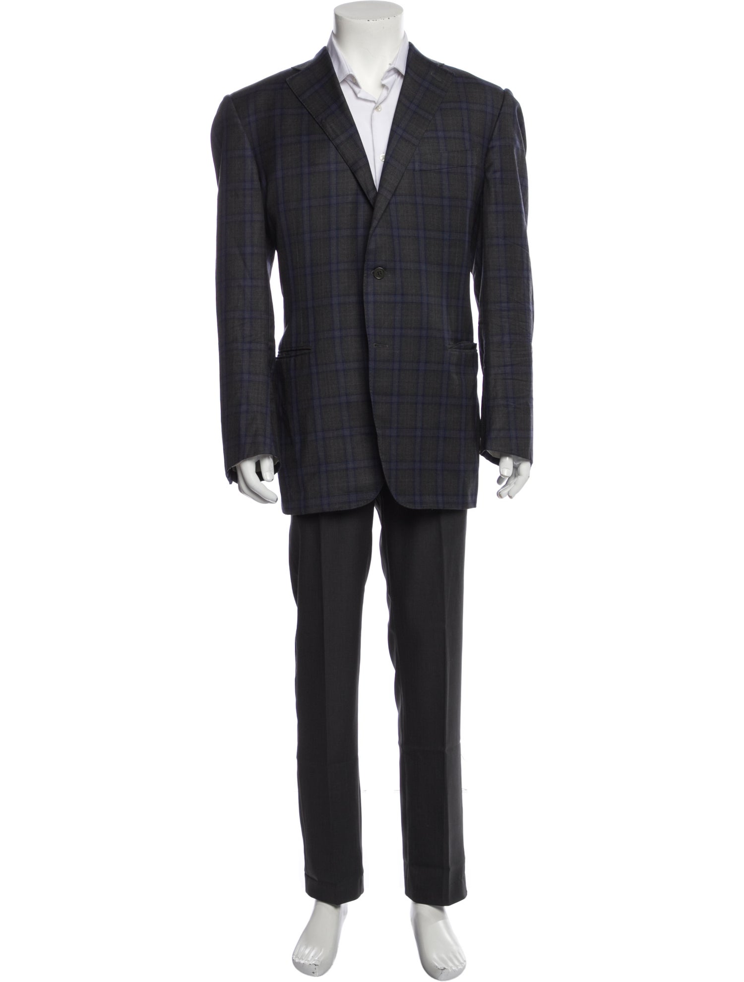 Canali Wool Plaid Print Blazer