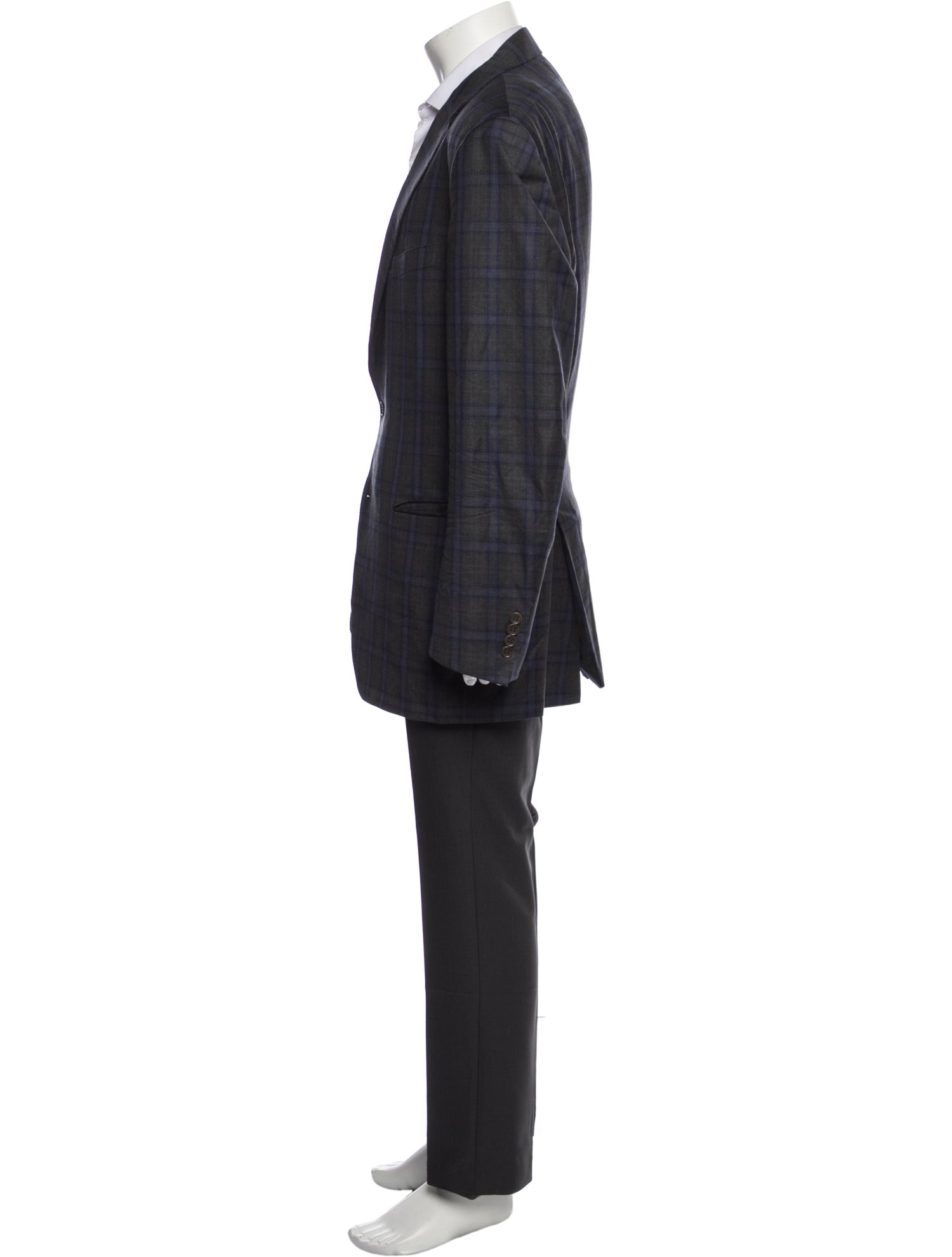 Canali Wool Plaid Print Blazer