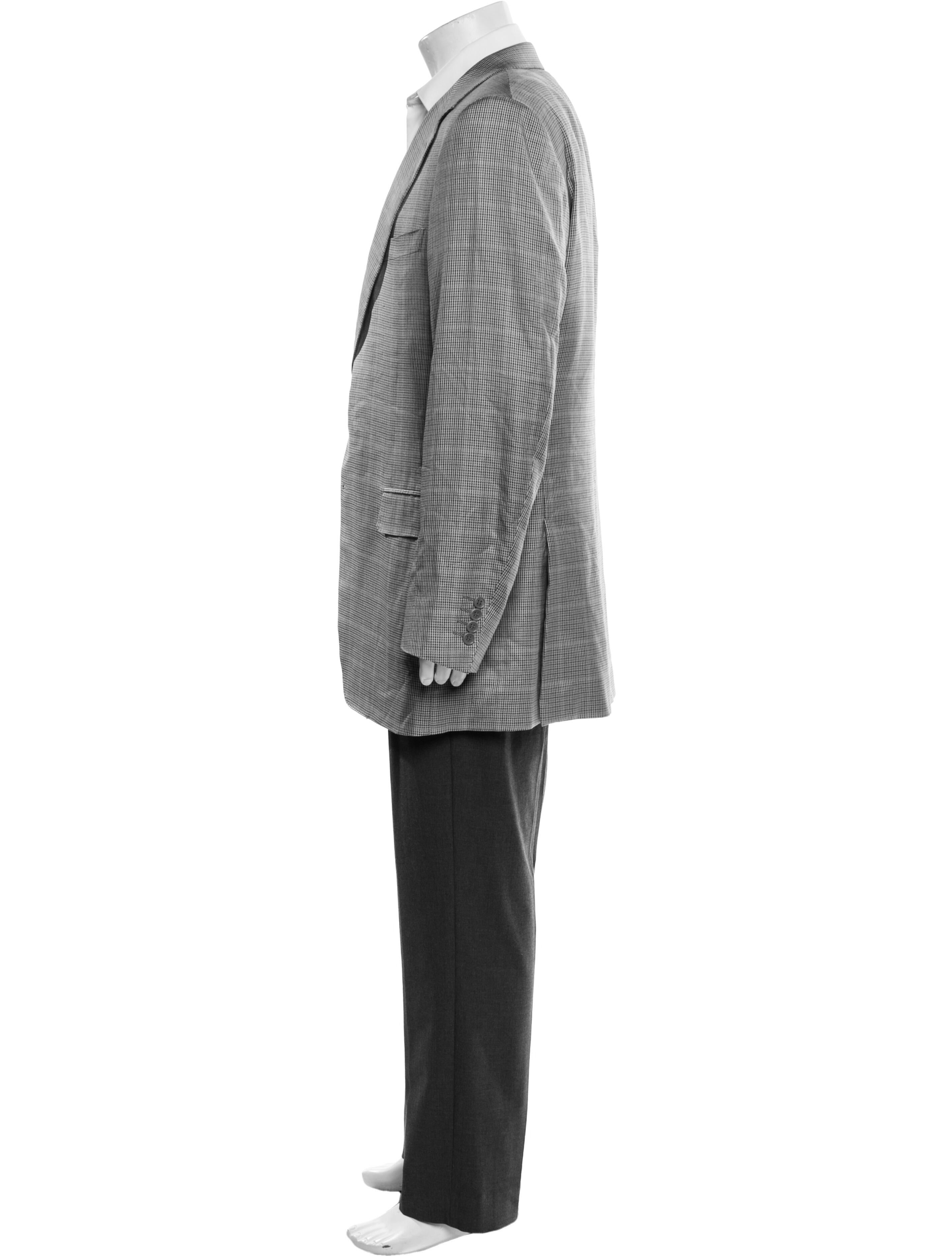 Canali Silk Houndstooth Print Blazer