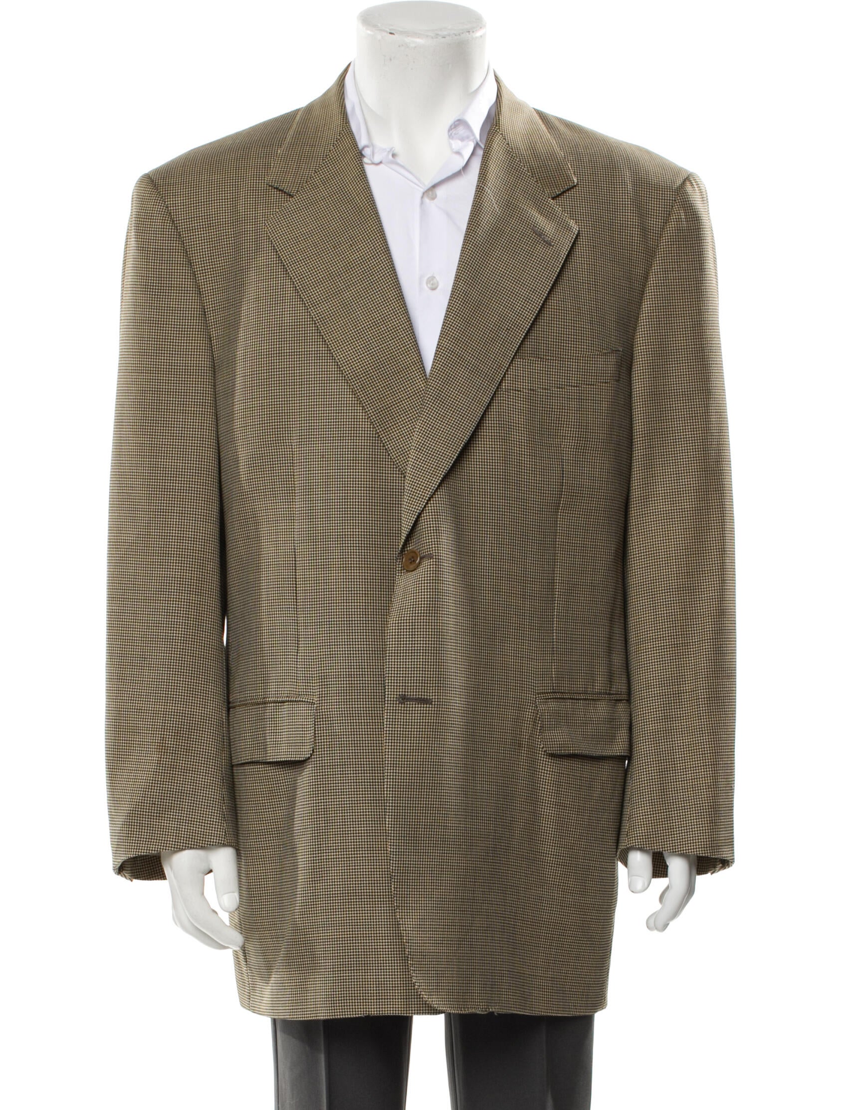 Canali Wool Houndstooth Print Blazer