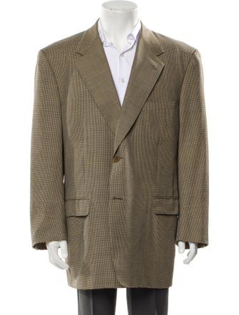 Canali Wool Houndstooth Print Blazer