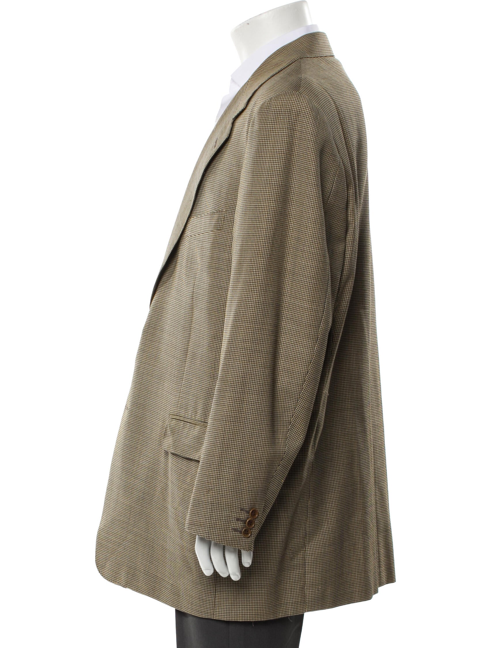 Canali Wool Houndstooth Print Blazer