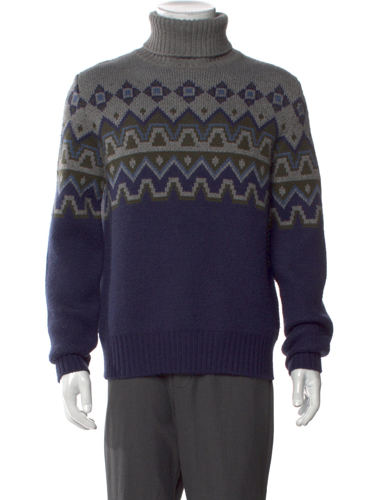 Canali Printed Turtleneck Pullover
