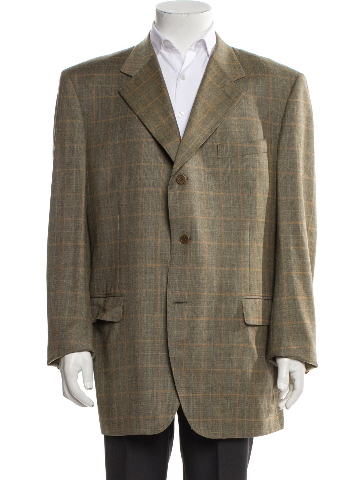 Canali Wool Plaid Print Blazer