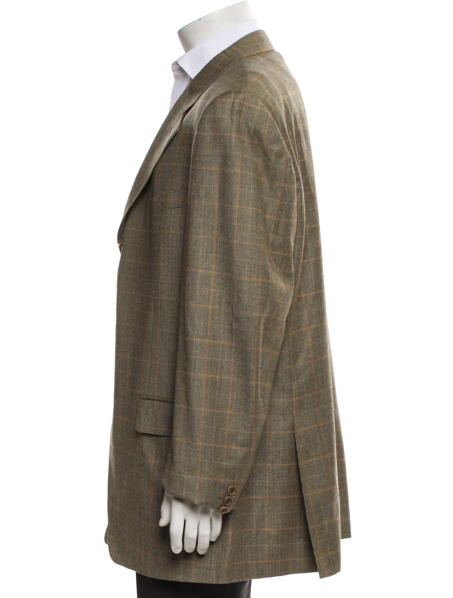 Canali Wool Plaid Print Blazer