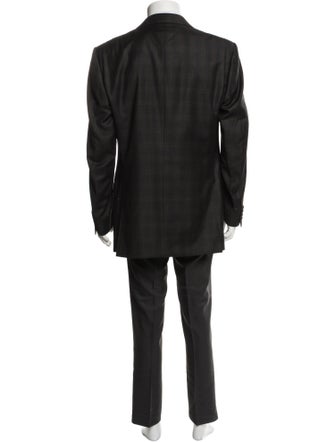 Canali Wool Plaid Print Blazer