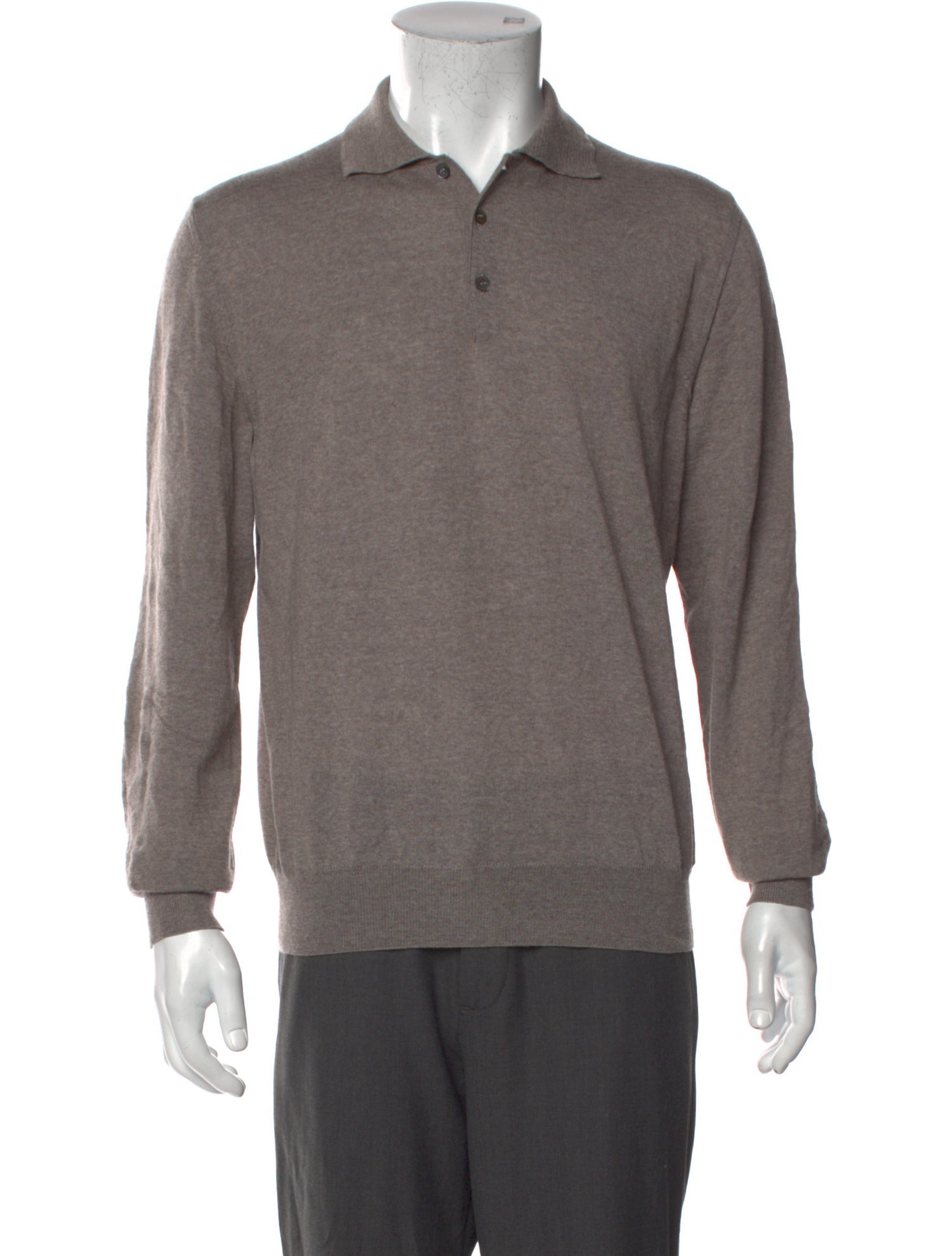 Canali Wool Mock Neck Polo Sweater