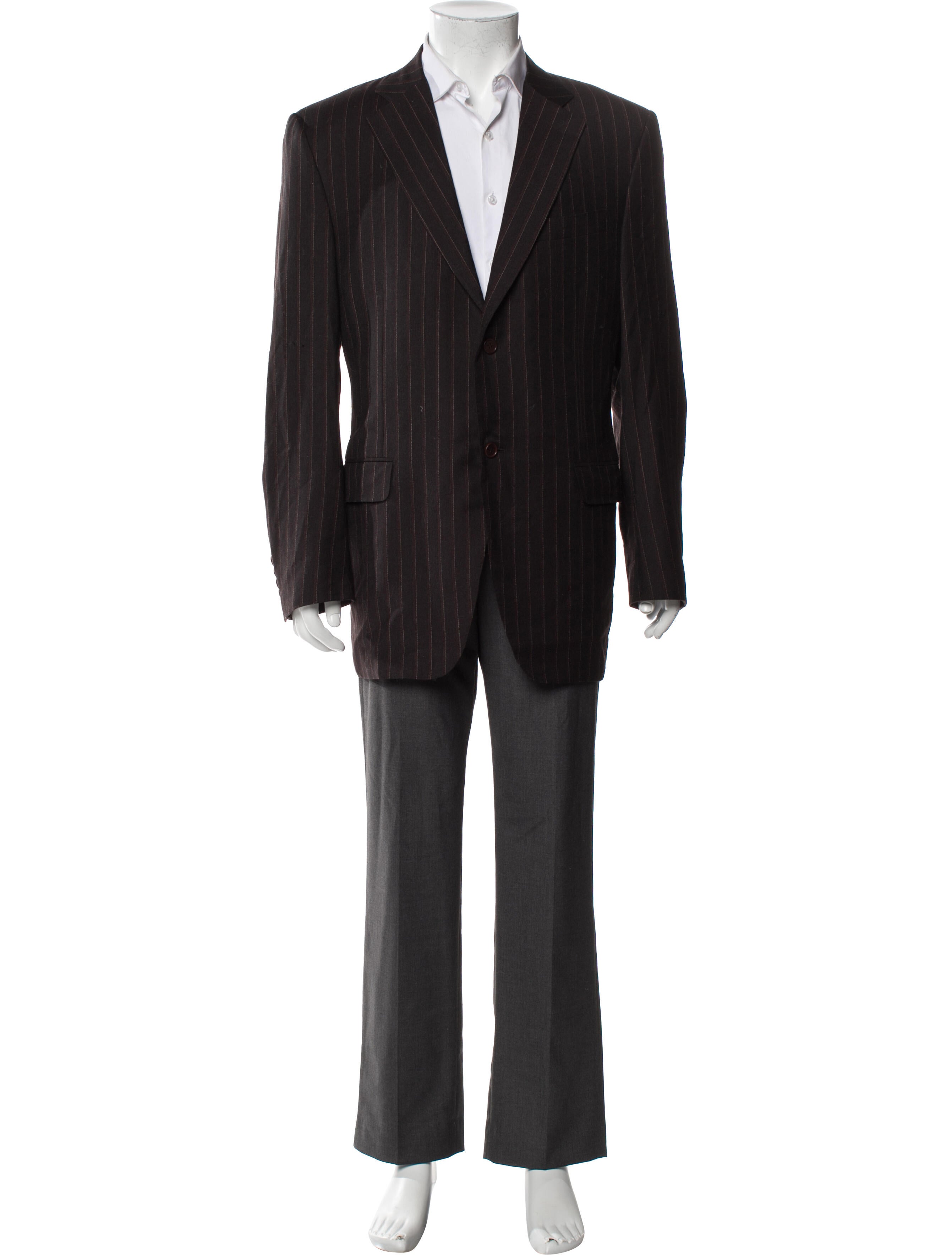 Canali Wool Striped Overcoat