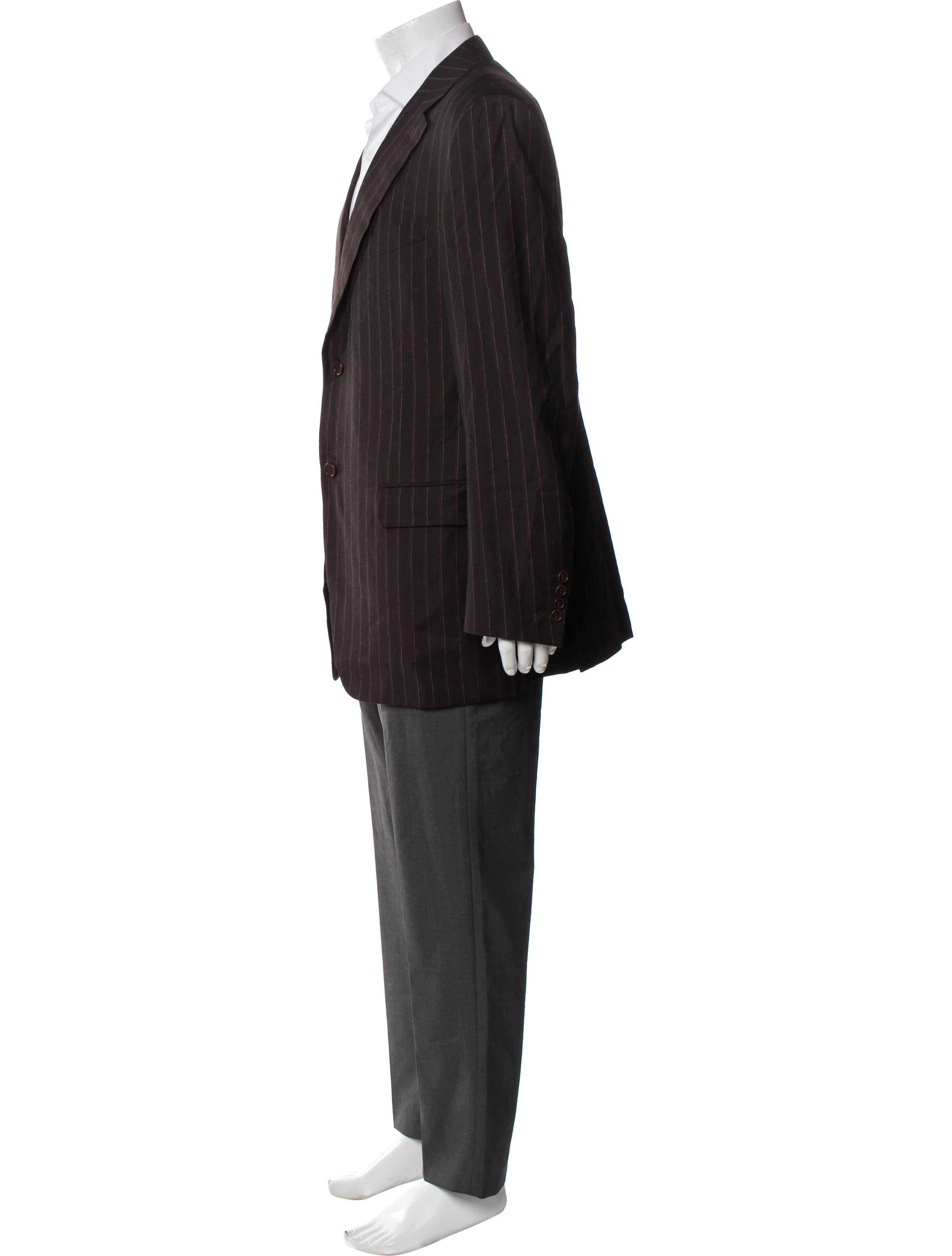 Canali Wool Striped Overcoat