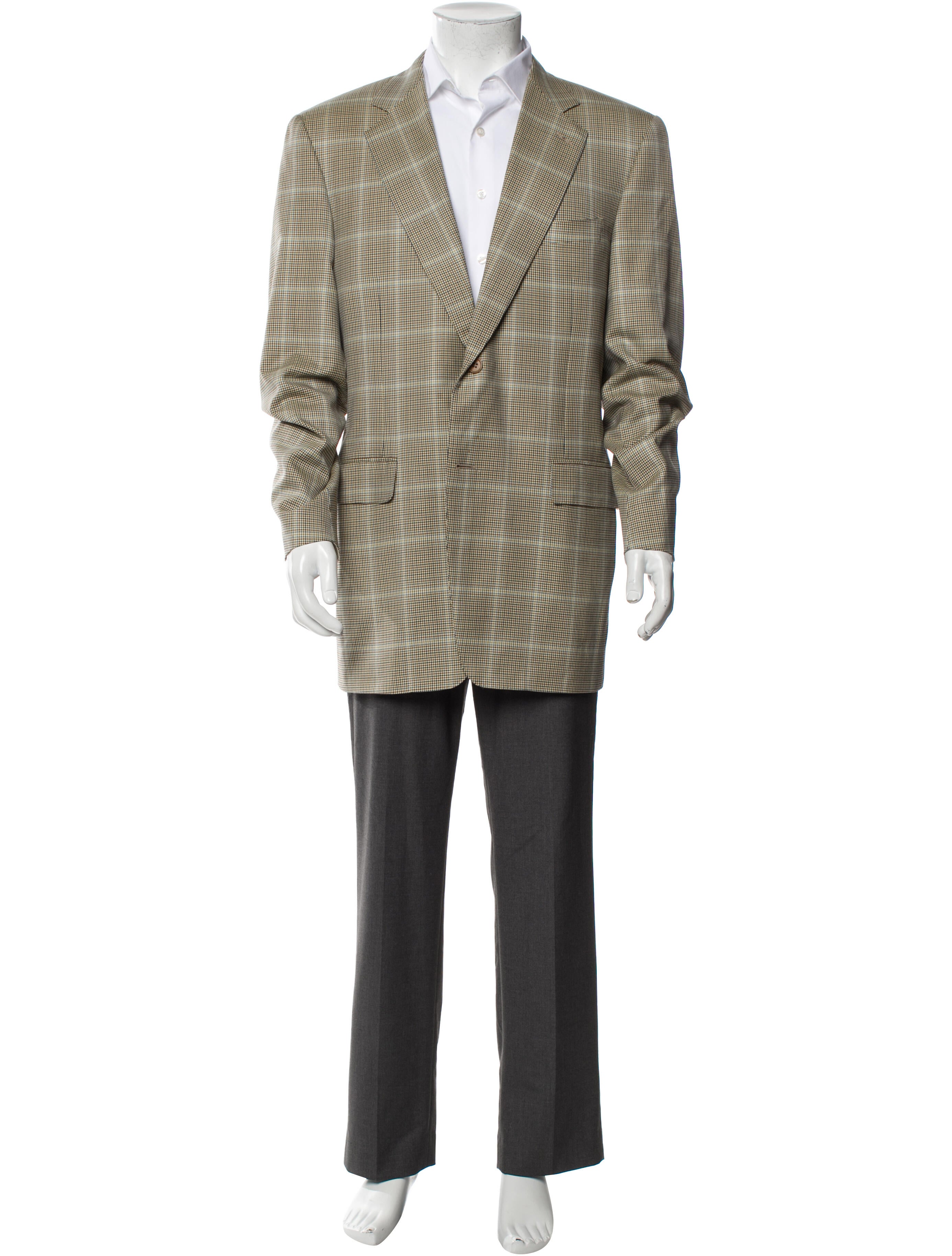 Canali Wool Plaid Print Blazer
