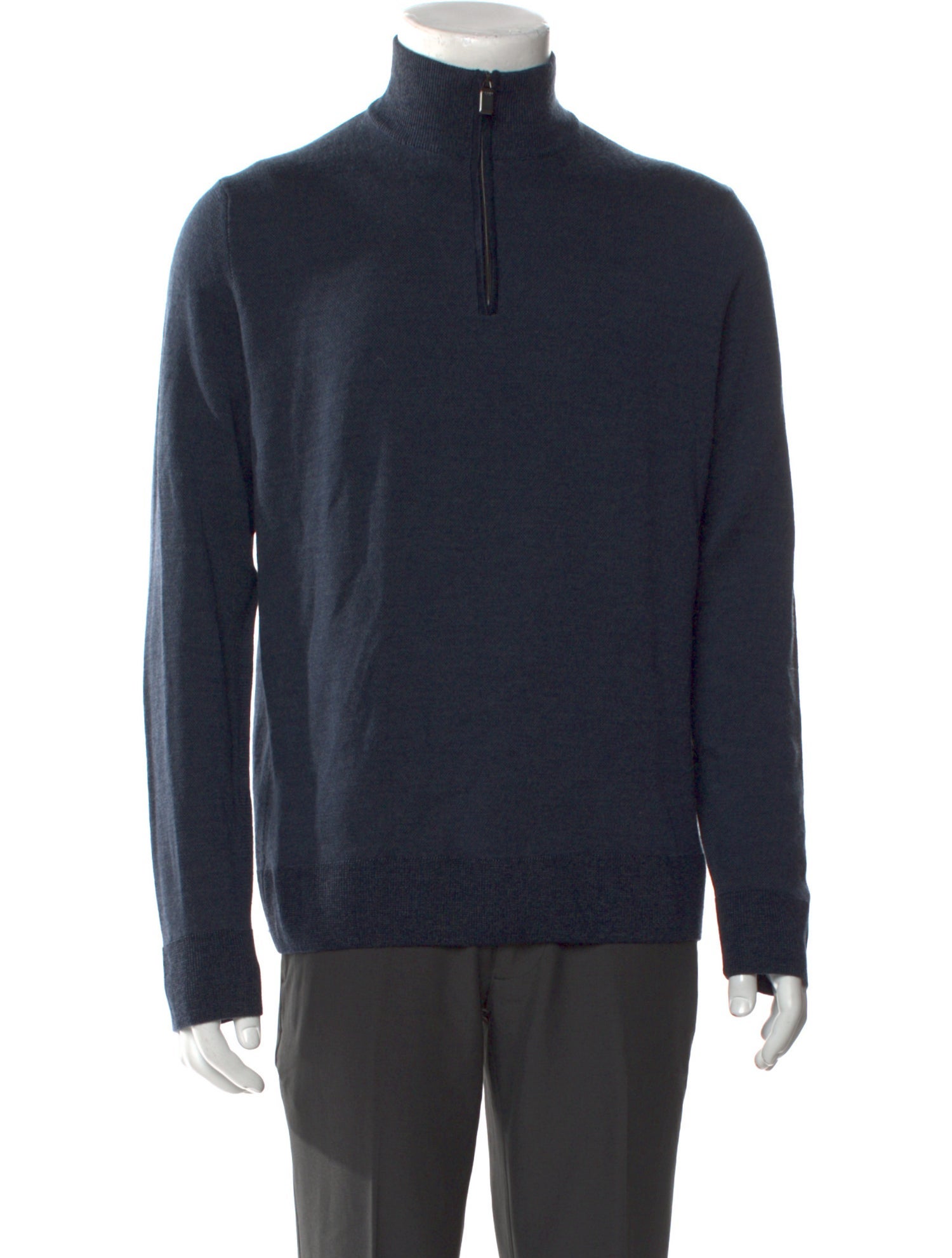 Canali Wool Mock Neck Polo Sweater