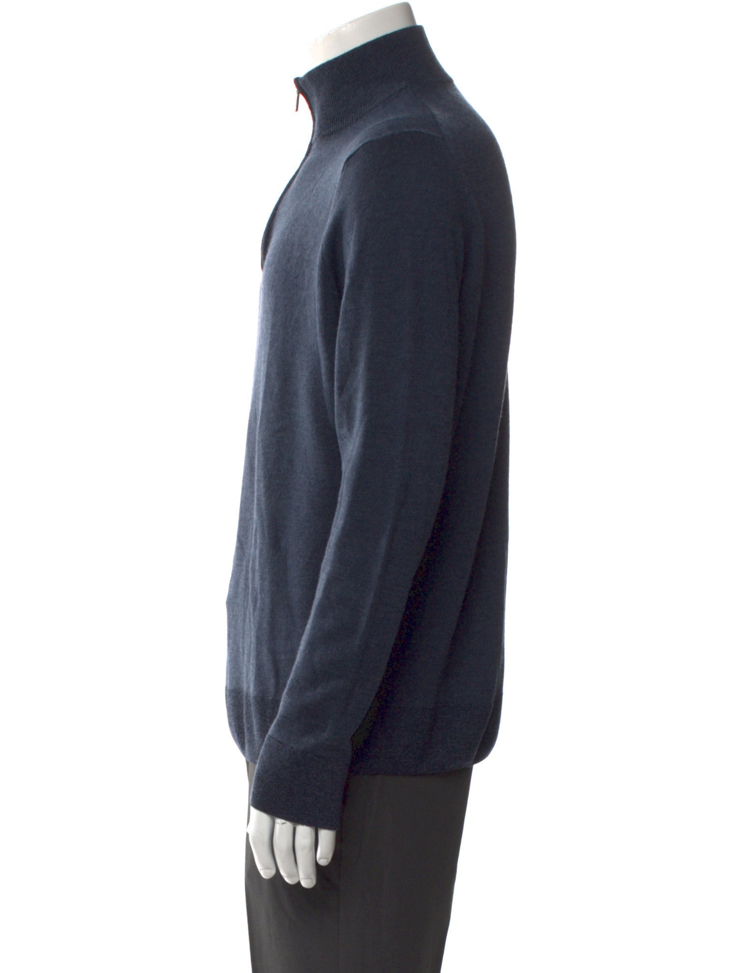 Canali Wool Mock Neck Polo Sweater