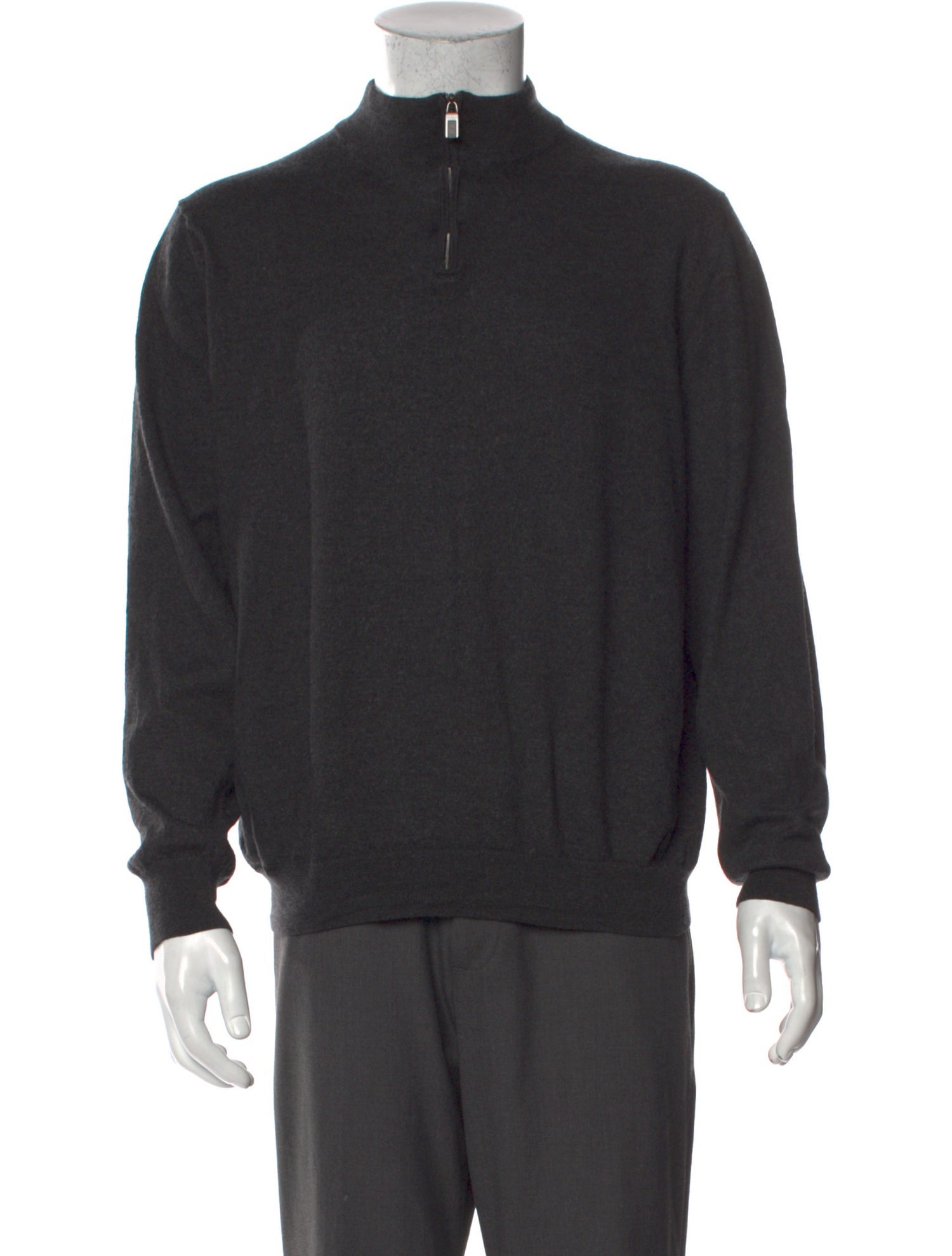 Canali Mock Neck Long Sleeve Polo Sweater