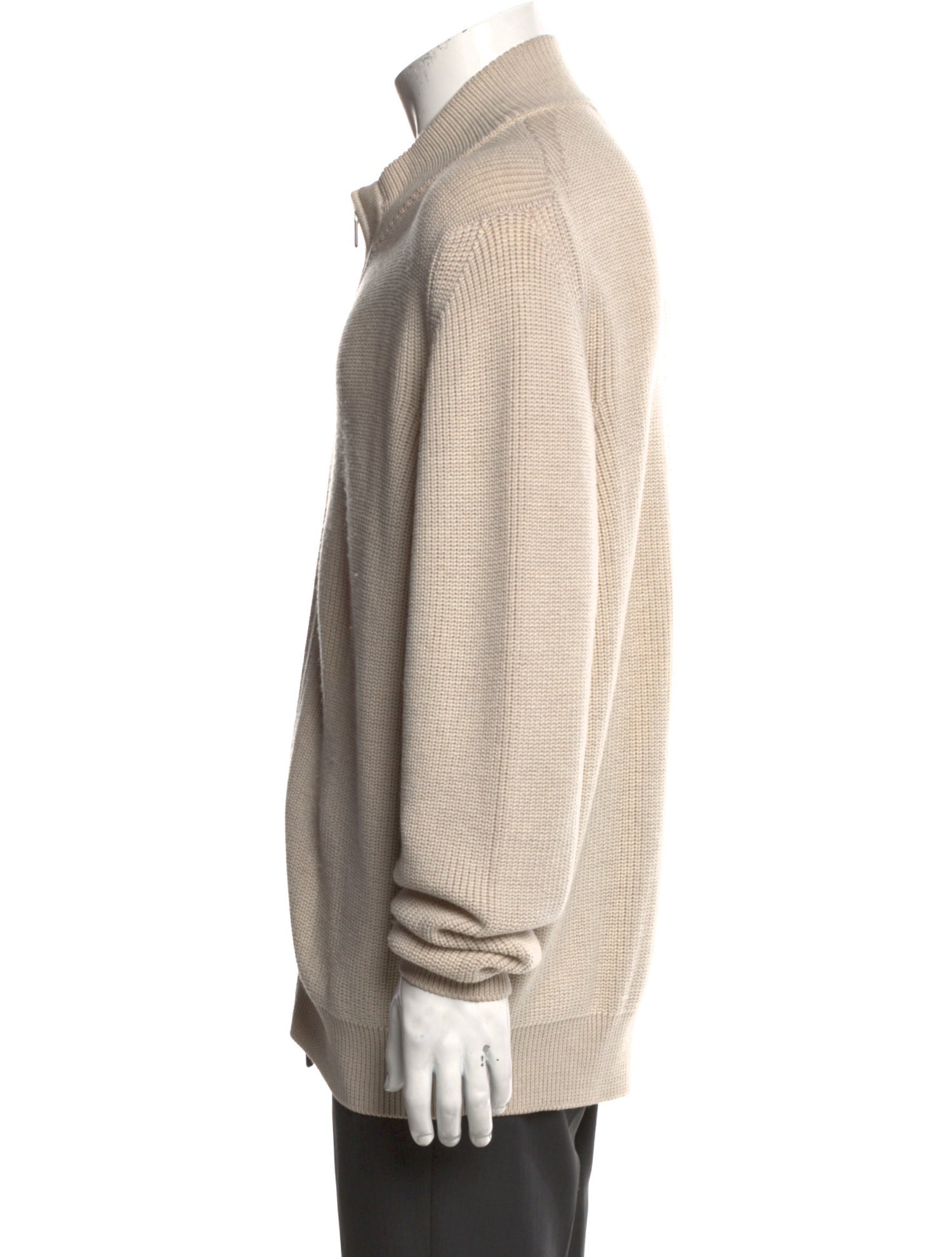 Canali Merino Wool Mock Neck Cardigan