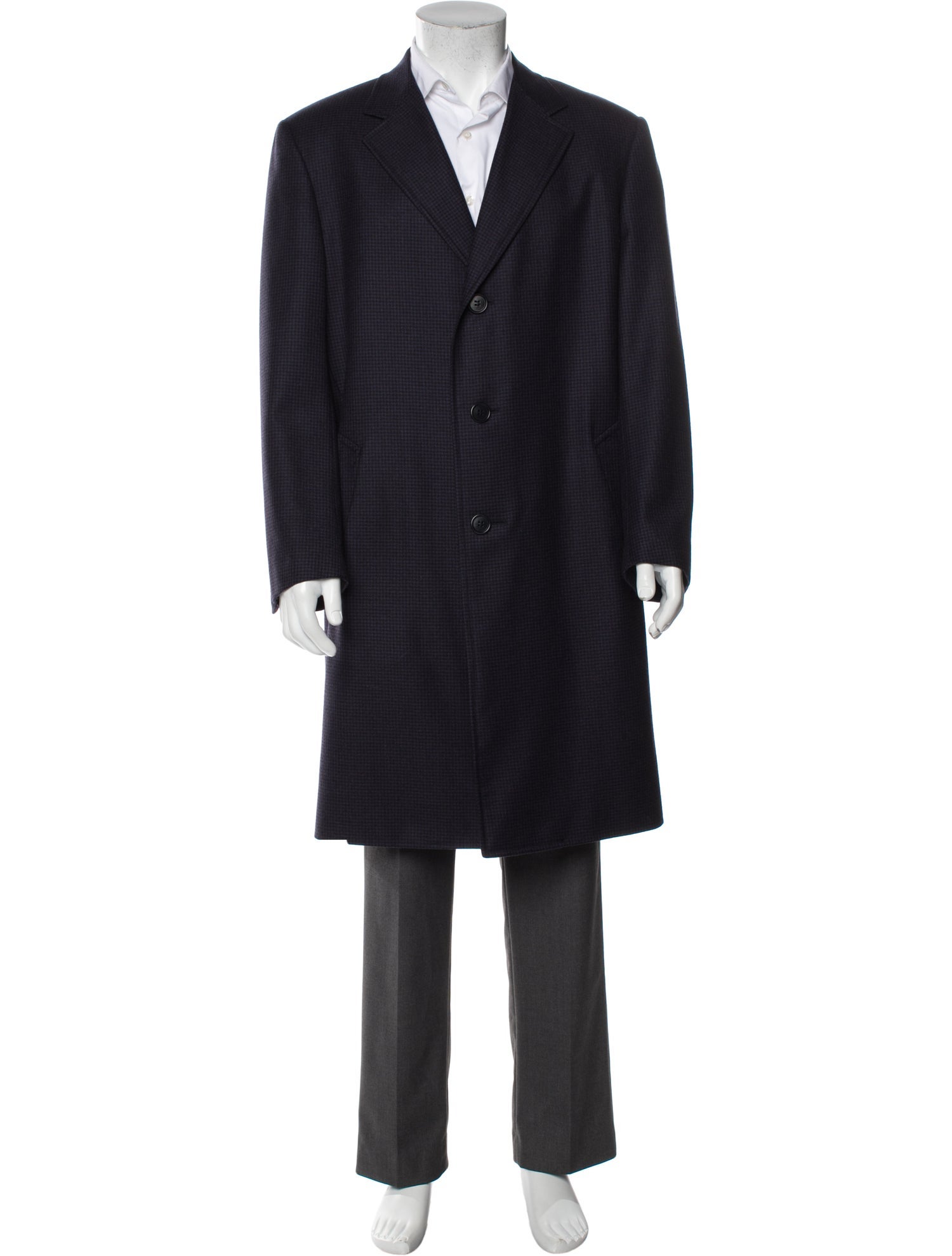 Canali Wool Plaid Print Overcoat