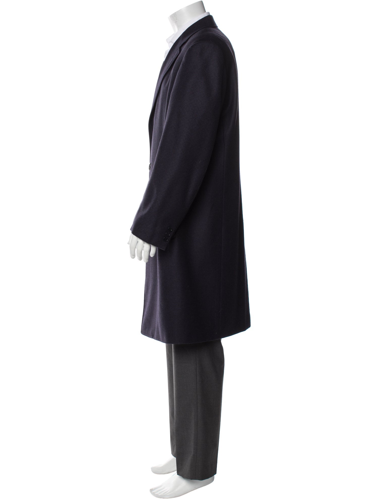 Canali Wool Plaid Print Overcoat