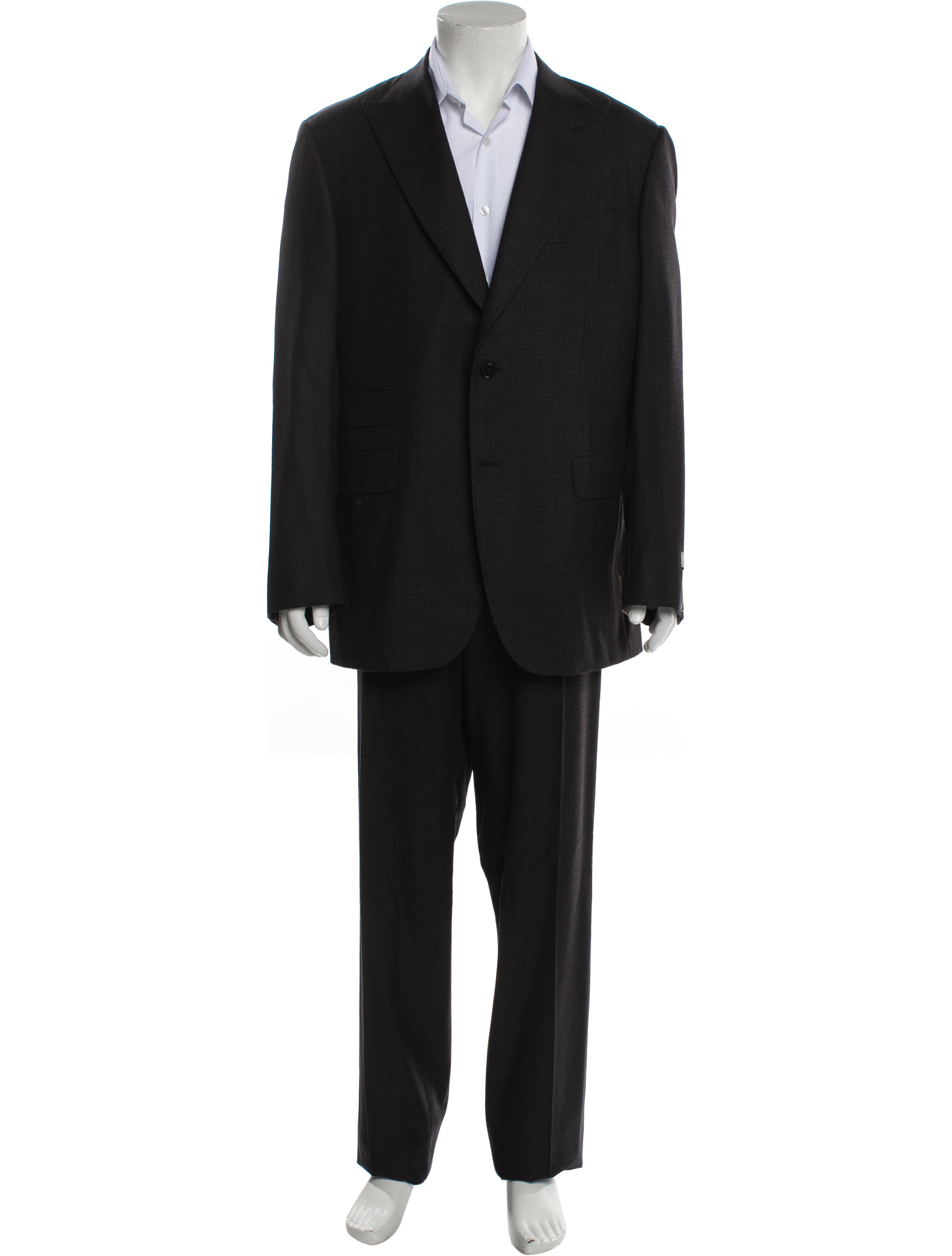 Canali Wool Plaid Print Two-Piece Suit w/ Tags