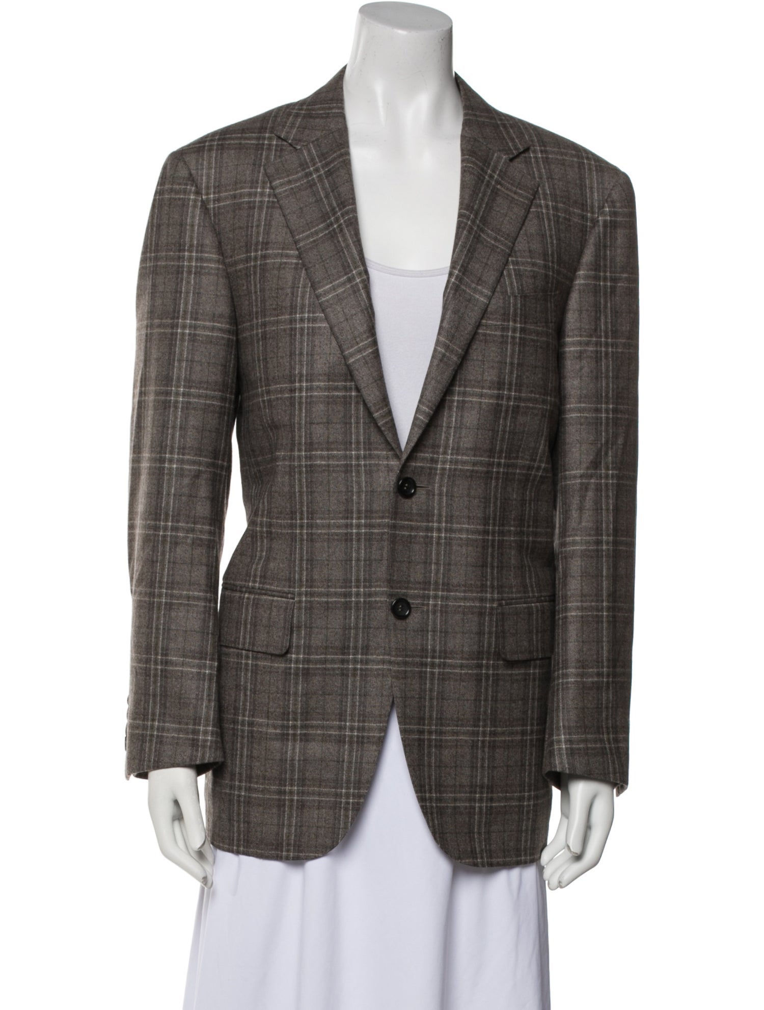 Canali Wool Plaid Print Blazer