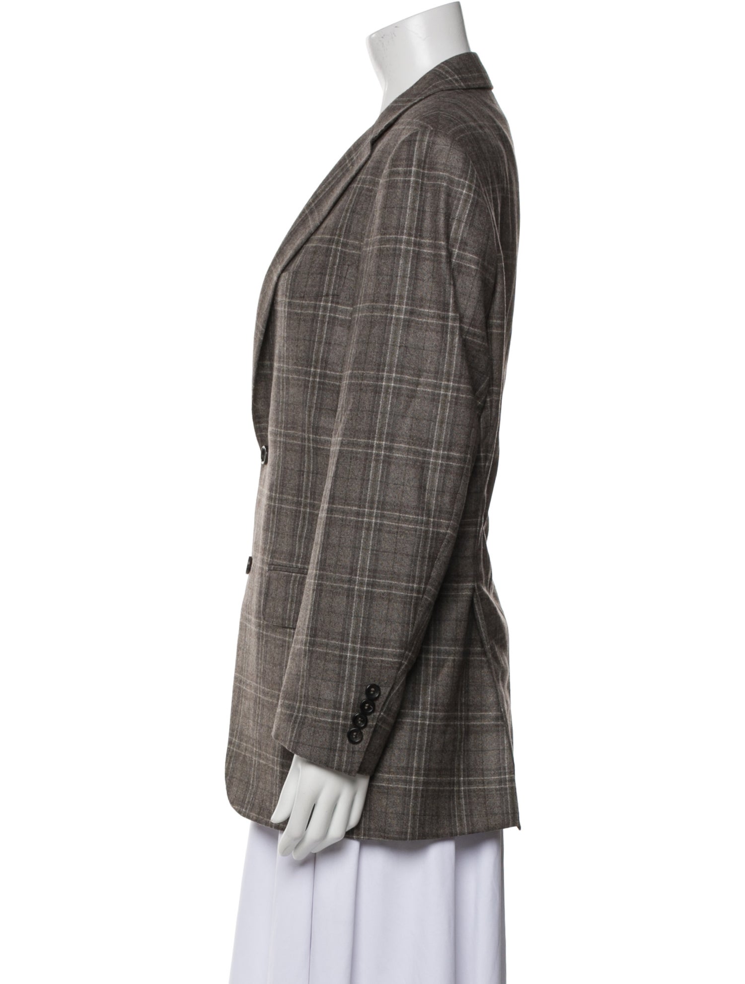 Canali Wool Plaid Print Blazer